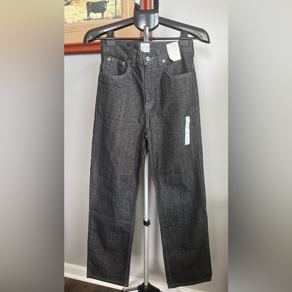 NWT Canyon River Blues Adjustable Waist Relaxed Fit Sz 16 Slim Black Denim Jeans